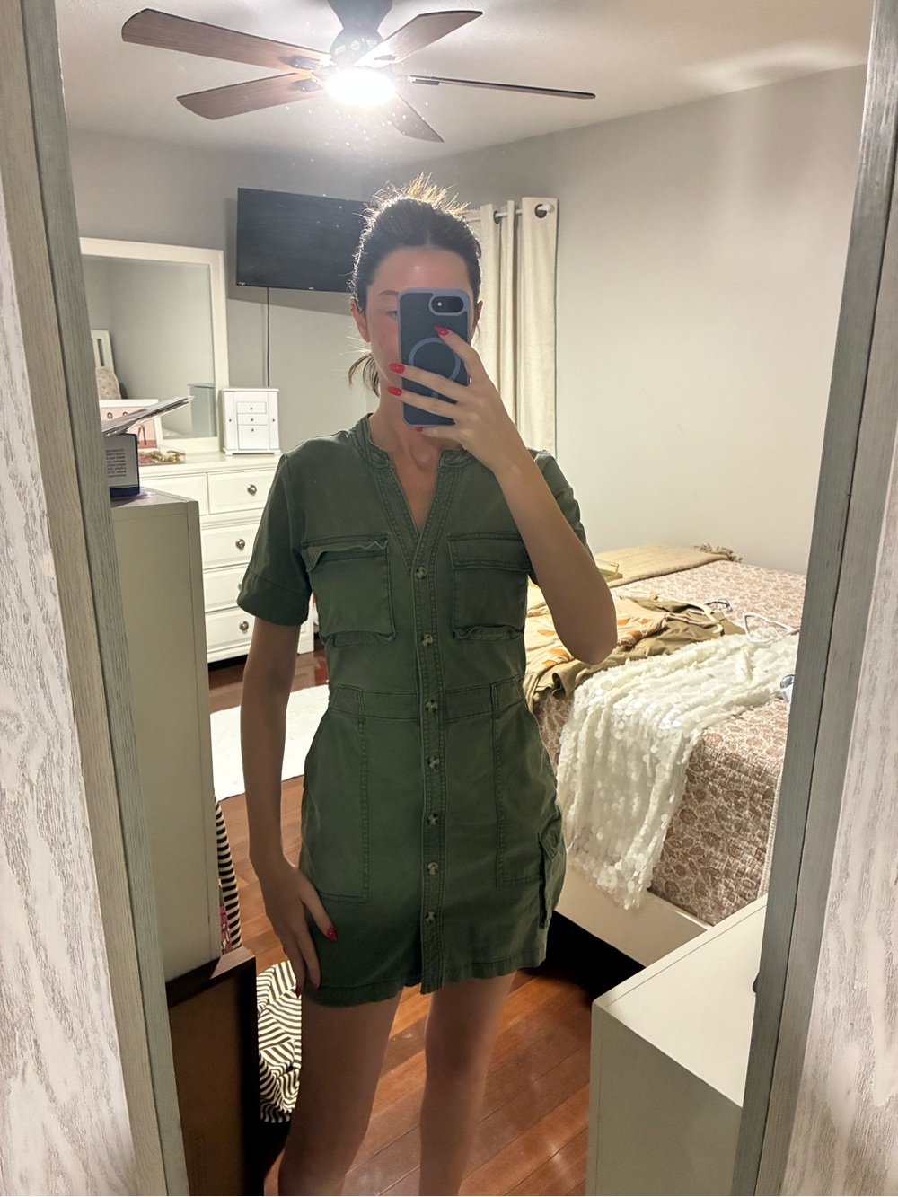 Sanctuary Olive Green Utility Mini Dress